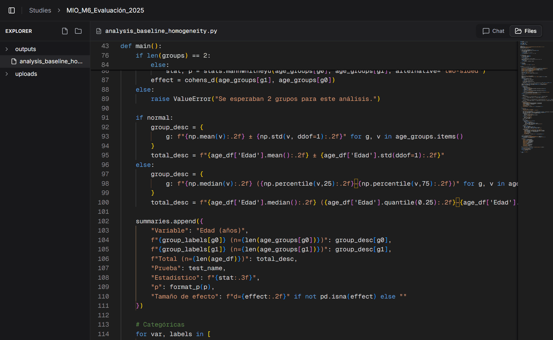 Analysis code generated inside SophanAI